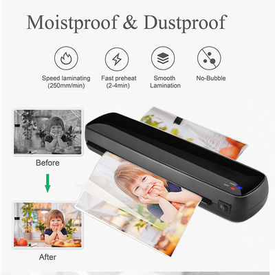 Μαύρη μηχανή laminator A3 110V-220V τάση και 236mm πλάτος λαμινισμού